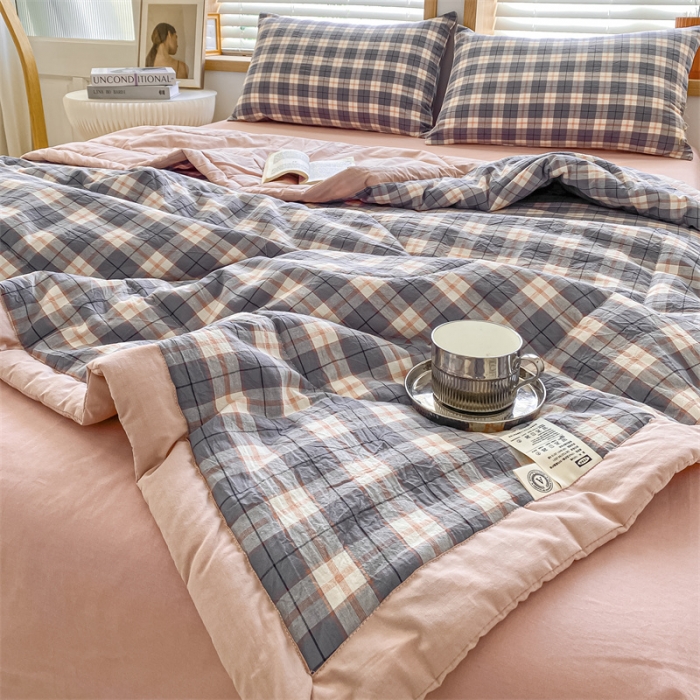 91家纺网 家纺一手货源 找家纺 蓝巢家纺2023新款全棉色织水洗棉A类大豆纤维夏被 夏被-清雅灰