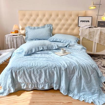 91家纺网 家纺一手货源 找家纺 (总）仟网汇 2023新款菱形格提花泡泡纱夏被四件套