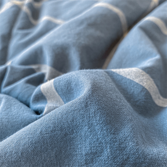 91家纺网 家纺一手货源 找家纺 蓝巢家纺2023新款全棉色织水洗棉A类大豆纤维夏被 夏被-蓝灰大格