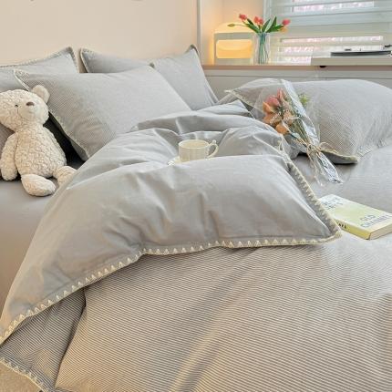 91家纺网 家纺一手货源 找家纺 （总）静家居 2024直播A类纯色双拼色织水洗棉贝壳针四件套