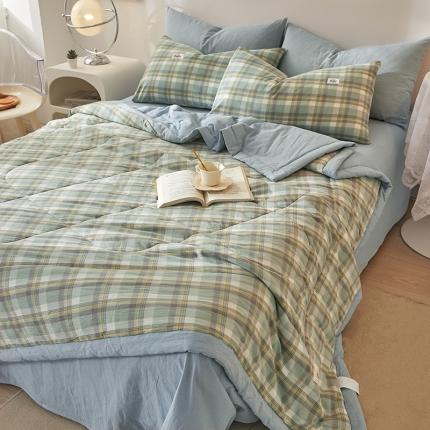 91家纺网 家纺一手货源 找家纺 恋人优选 新款全棉水洗棉夏被薄被子纯棉夏凉被四件套被芯空调被