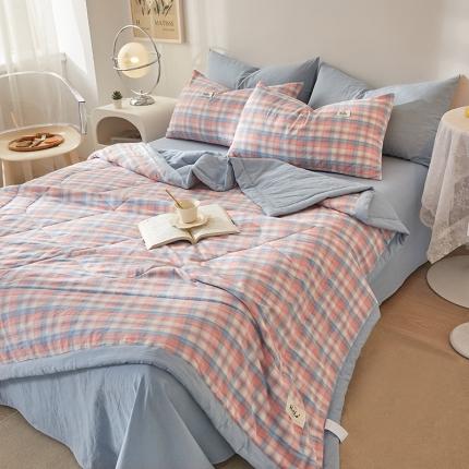 91家纺网 家纺一手货源 找家纺 恋人优选 新款全棉水洗棉夏被薄被子纯棉夏凉被四件套被芯空调被