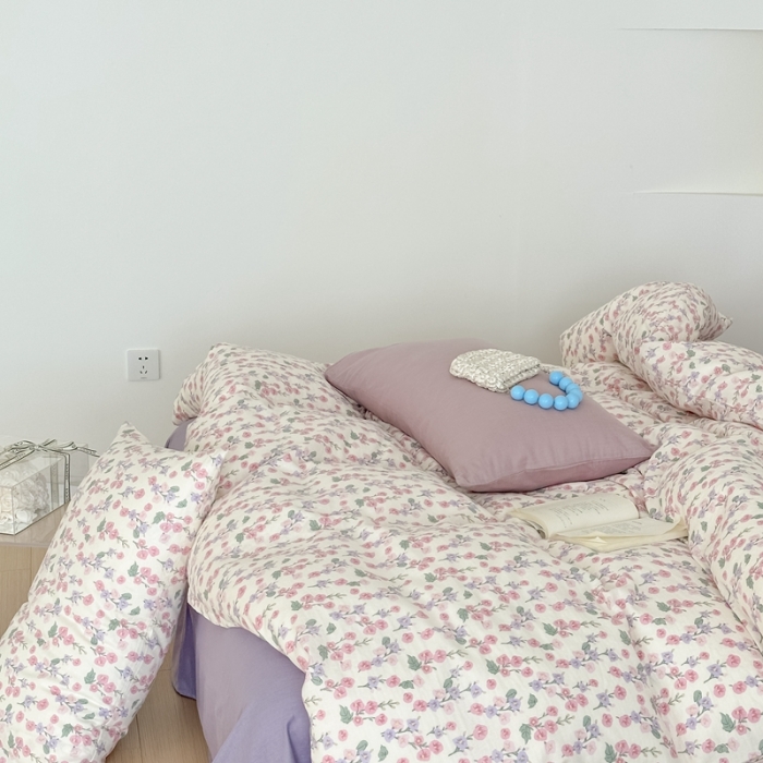 91家纺网 家纺一手货源 找家纺 黛馨 2025新款A类小清新双层纱四件套（实拍）美雅