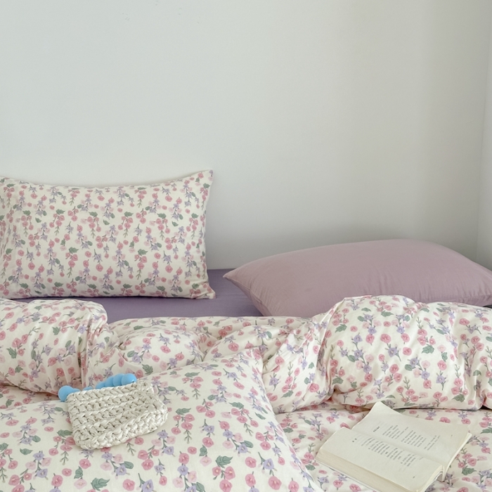 91家纺网 家纺一手货源 找家纺 黛馨 2025新款A类小清新双层纱四件套（实拍）美雅