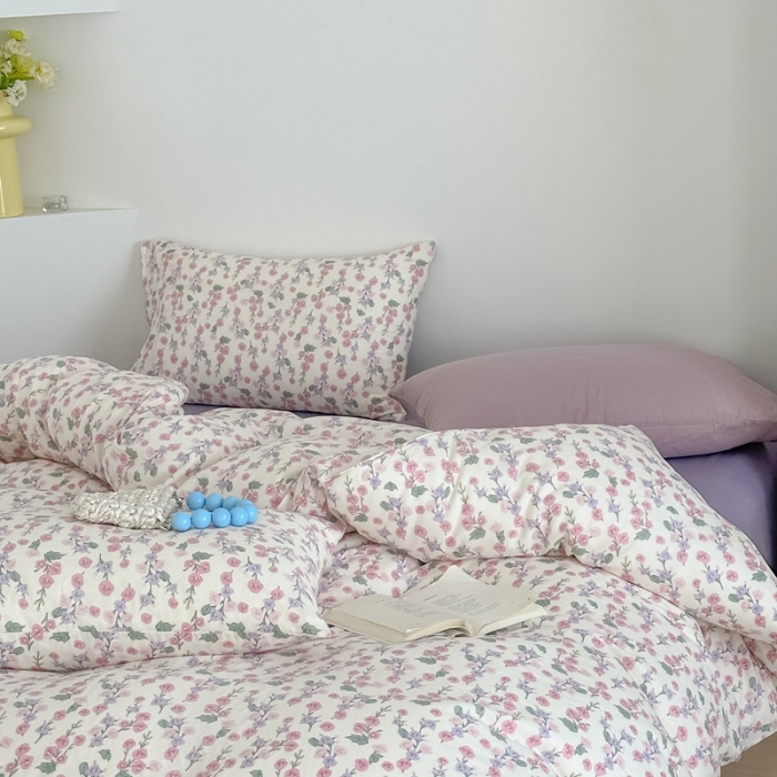 91家纺网 家纺一手货源 找家纺 黛馨 2025新款A类小清新双层纱四件套（实拍）美雅