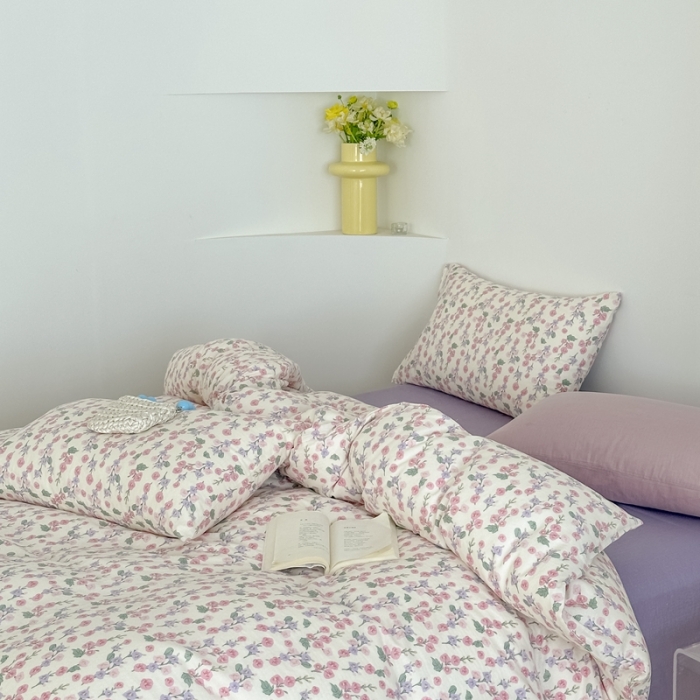 91家纺网 家纺一手货源 找家纺 黛馨 2025新款A类小清新双层纱四件套（实拍）美雅