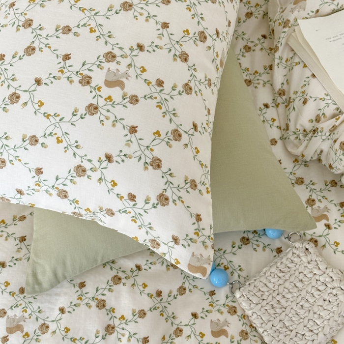 91家纺网 家纺一手货源 找家纺 黛馨 2025新款A类小清新双层纱四件套（实拍）小松鼠