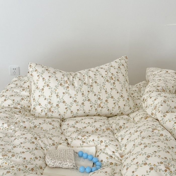 91家纺网 家纺一手货源 找家纺 黛馨 2025新款A类小清新双层纱四件套（实拍）小松鼠