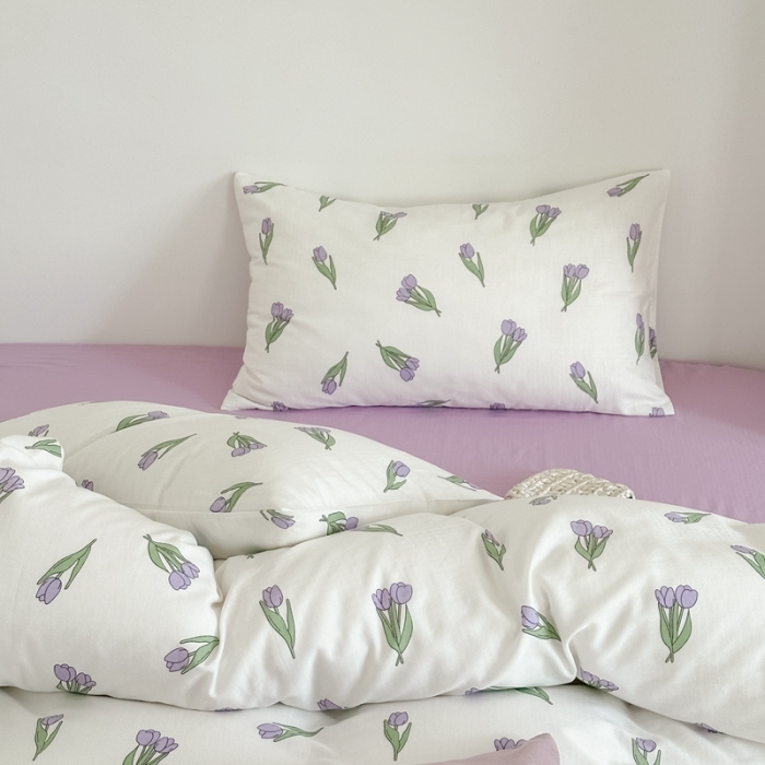 91家纺网 家纺一手货源 找家纺 黛馨 2025新款A类小清新双层纱四件套（实拍）新郁金香