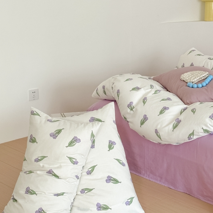 91家纺网 家纺一手货源 找家纺 黛馨 2025新款A类小清新双层纱四件套（实拍）新郁金香