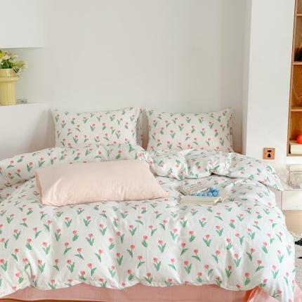 91家纺网 家纺一手货源 找家纺 黛馨 2025新款A类小清新双层纱四件套（实拍）洋荷花