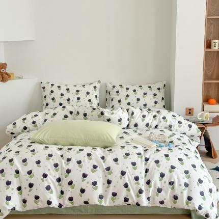 91家纺网 家纺一手货源 找家纺 黛馨 2025新款A类小清新双层纱四件套（实拍）郁金香绿