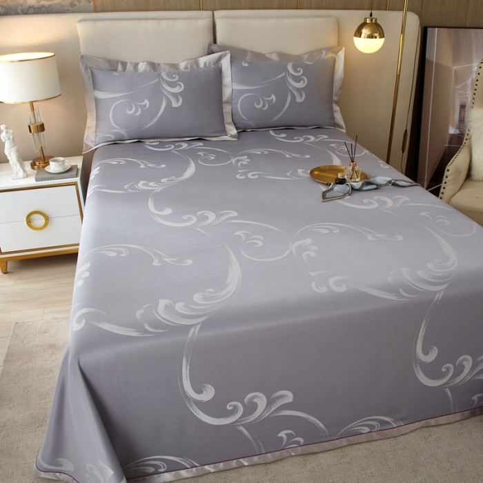 91家纺网 家纺一手货源 找家纺 威克凯丽2023新款重磅七彩大提花纯竹纤维软凉席三件套 巴塞罗那