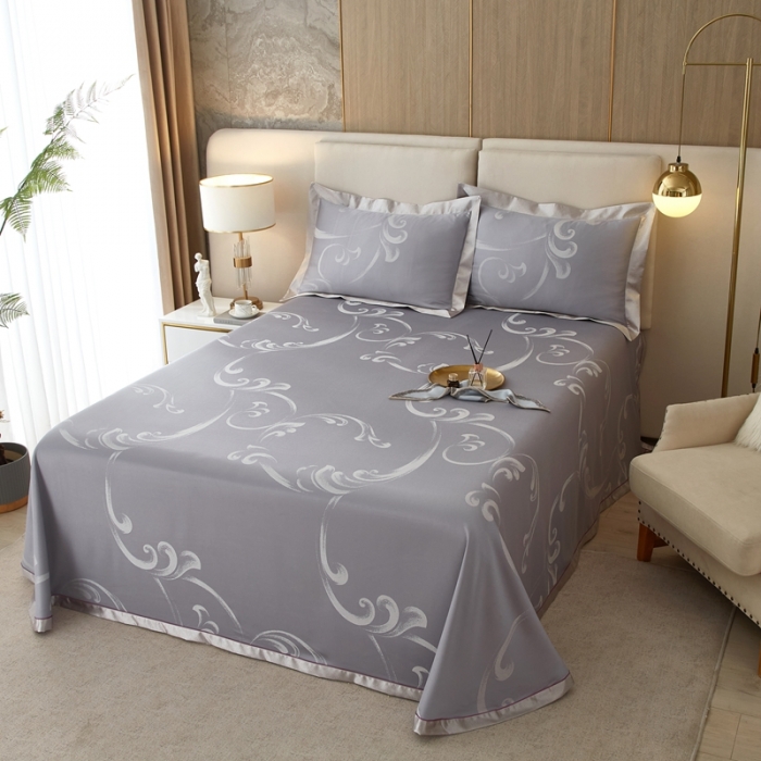 91家纺网 家纺一手货源 找家纺 威克凯丽2023新款重磅七彩大提花纯竹纤维软凉席三件套 巴塞罗那