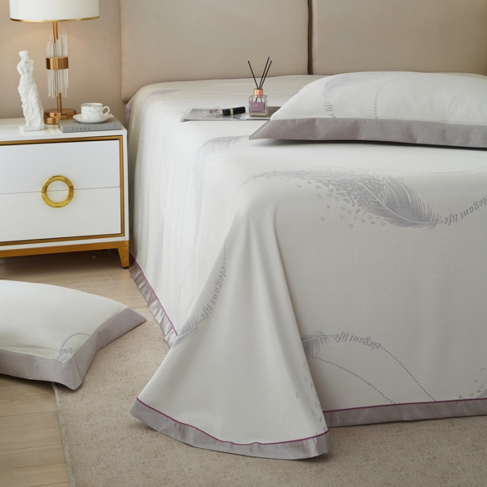 91家纺网 家纺一手货源 找家纺 威克凯丽2023新款重磅七彩大提花纯竹纤维软凉席三件套 寻梦芳菲