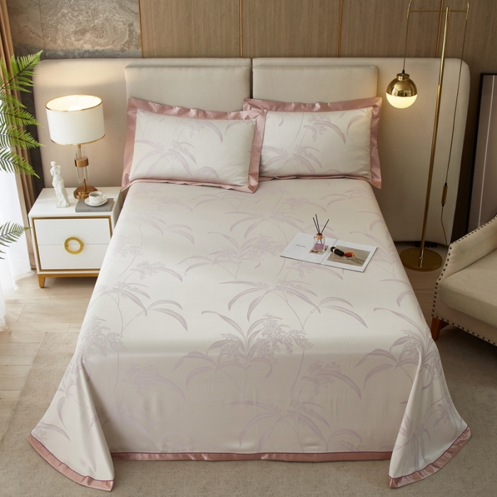 91家纺网 家纺一手货源 找家纺 威克凯丽2023新款重磅七彩大提花纯竹纤维软凉席三件套 雅然