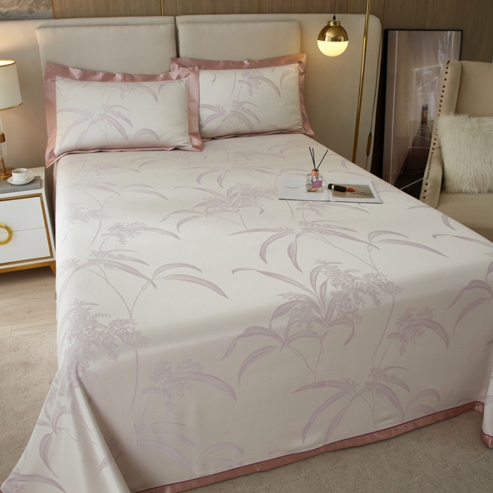 91家纺网 家纺一手货源 找家纺 威克凯丽2023新款重磅七彩大提花纯竹纤维软凉席三件套 雅然