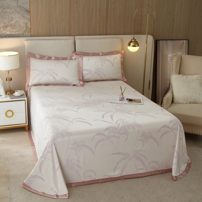 91家纺网 家纺一手货源 找家纺 威克凯丽2023新款重磅七彩大提花纯竹纤维软凉席三件套 雅然