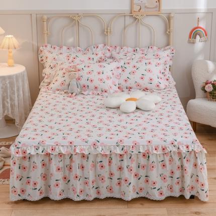 91家纺网 家纺一手货源 找家纺 （总）爱妮玖玖 小蕾丝床裙四件套床裙配双针被套的四件套