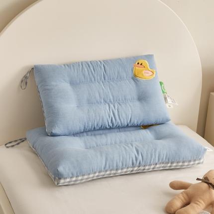 （总）荷马之梦 2023新款全棉32s水洗棉绣花儿童枕芯宝宝枕头
