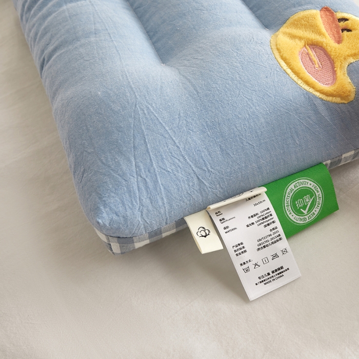 91家纺网 家纺一手货源 找家纺 荷马之梦 2023新款全棉32s水洗棉绣花儿童枕芯宝宝枕头 乖乖鸭30*50cm