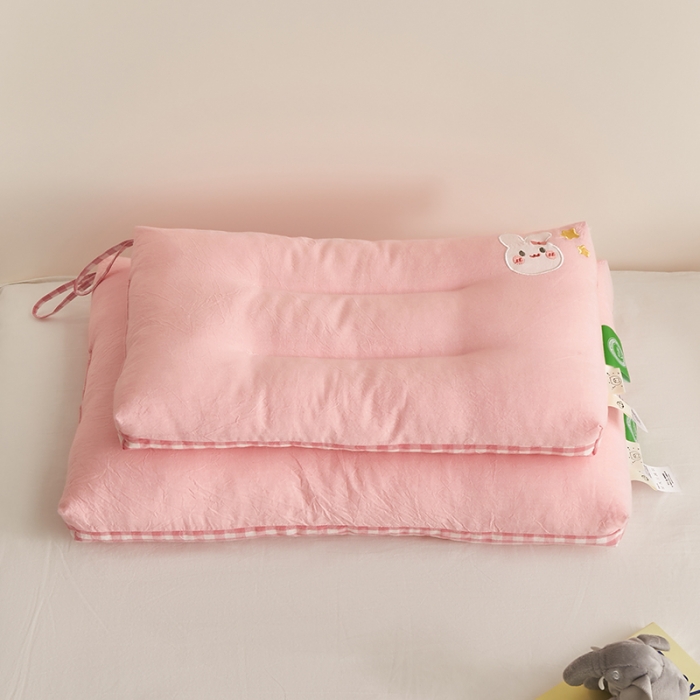 91家纺网 家纺一手货源 找家纺 荷马之梦 2023新款全棉32s水洗棉绣花儿童枕芯宝宝枕头 萌小兔30*50cm