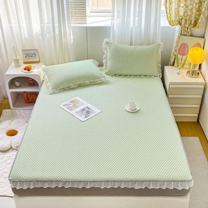 91家纺网 家纺一手货源 找家纺 米莱家纺 2024新款冰豆豆床笠 薄荷绿