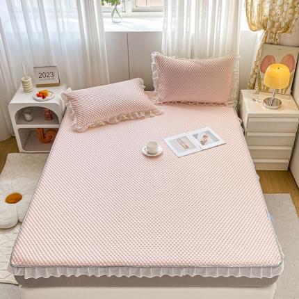 91家纺网 家纺一手货源 找家纺 米莱家纺 2024新款冰豆豆床笠 初恋粉