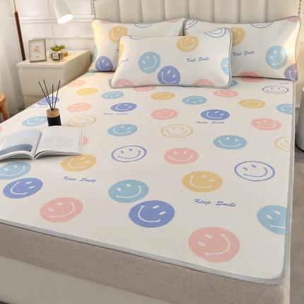 91家纺网 家纺一手货源 找家纺 星窝 2023新款冰柔丝凉席三件套 五彩笑脸