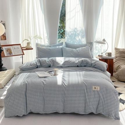 91家纺网 家纺一手货源 找家纺 云家2023新款全棉纯棉水洗棉色织被套单件被罩 海兰小格