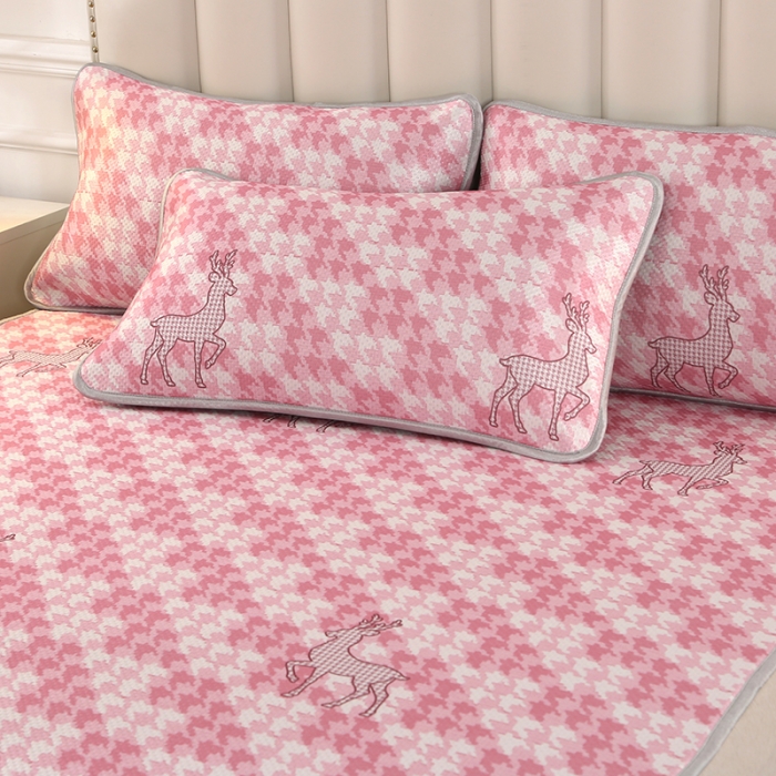 91家纺网 家纺一手货源 找家纺 星窝 2023新款冰柔丝凉席三件套 一鹿有你