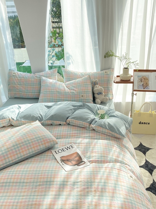 91家纺网 家纺一手货源 找家纺 （总）云家2023新款全棉纯棉水洗棉色织被套单件被罩