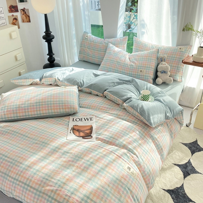 91家纺网 家纺一手货源 找家纺 （总）云家2023新款全棉纯棉水洗棉色织被套单件被罩