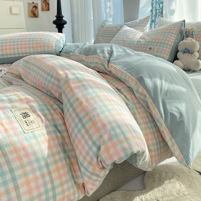 91家纺网 家纺一手货源 找家纺 （总）云家2023新款全棉纯棉水洗棉色织被套单件被罩