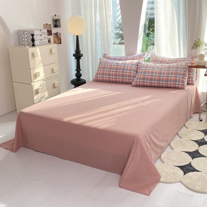 91家纺网 家纺一手货源 找家纺 云家2023新款全棉纯棉水洗棉色织被套单件被罩 云舒粉