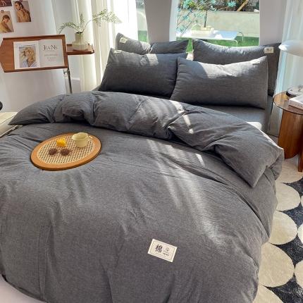云家2023新款全棉纯棉水洗棉色织被套单件被罩 低调灰