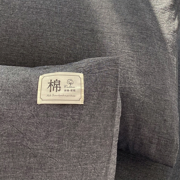 91家纺网 家纺一手货源 找家纺 云家2023新款全棉纯棉水洗棉色织被套单件被罩 低调灰
