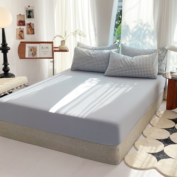 91家纺网 家纺一手货源 找家纺 云家2023新款全棉纯棉水洗棉色织被套单件被罩 海兰小格