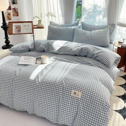 云家2023新款全棉纯棉水洗棉色织被套单件被罩 海兰小格