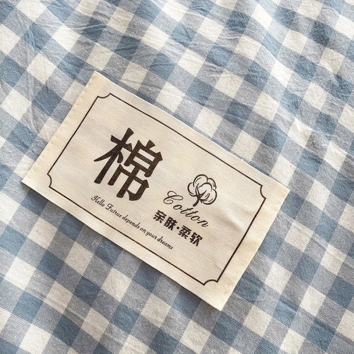 91家纺网 家纺一手货源 找家纺 云家2023新款全棉纯棉水洗棉色织被套单件被罩 海兰小格