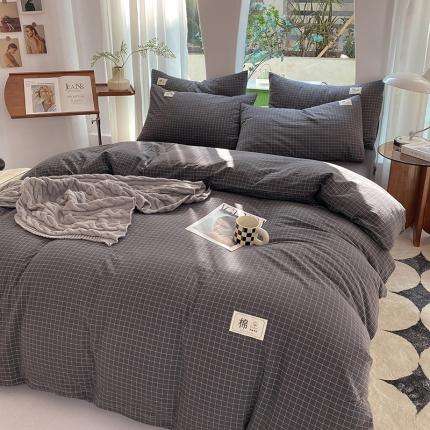 云家2023新款全棉纯棉水洗棉色织被套单件被罩 小灰格