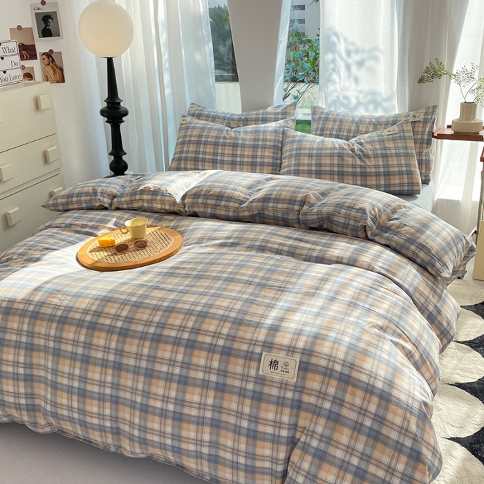 91家纺网 家纺一手货源 找家纺 云家2023新款全棉纯棉水洗棉色织被套单件被罩 云舒咖