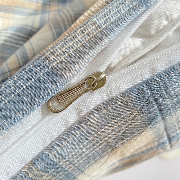 91家纺网 家纺一手货源 找家纺 云家2023新款全棉纯棉水洗棉色织被套单件被罩 云舒咖