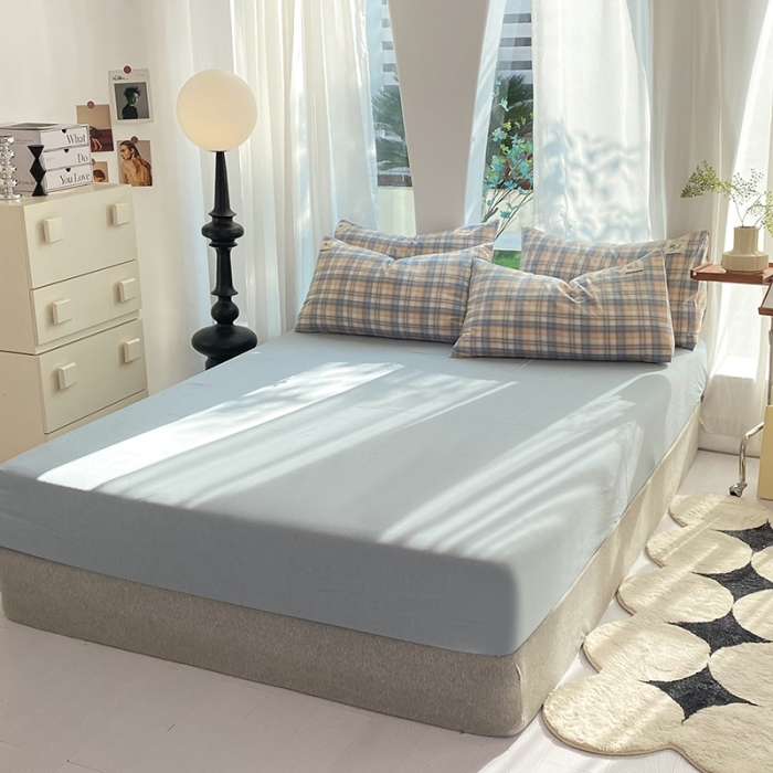 91家纺网 家纺一手货源 找家纺 云家2023新款全棉纯棉水洗棉色织被套单件被罩 云舒咖