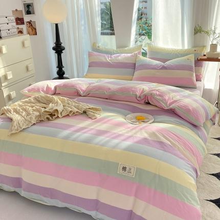 云家2023新款全棉纯棉水洗棉色织被套单件被罩 彩虹糖