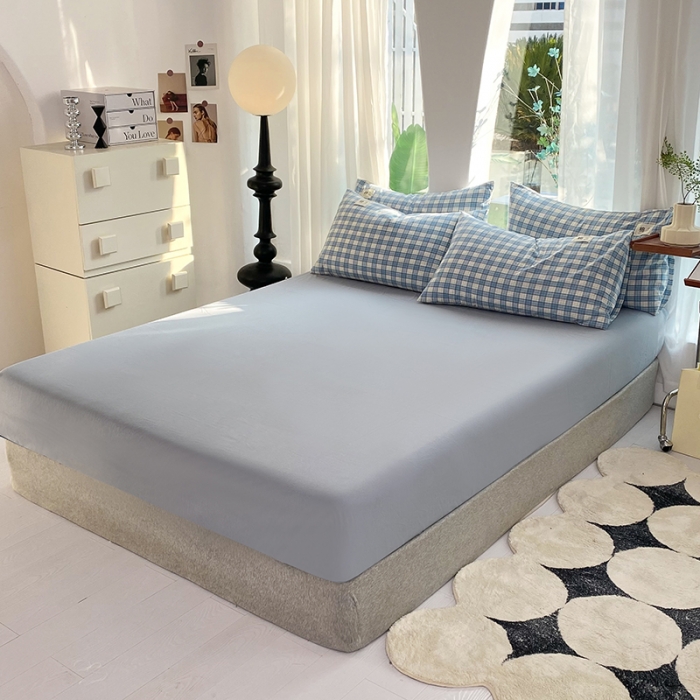 91家纺网 家纺一手货源 找家纺 云家2023新款全棉纯棉水洗棉色织被套单件被罩 法尔曼蓝