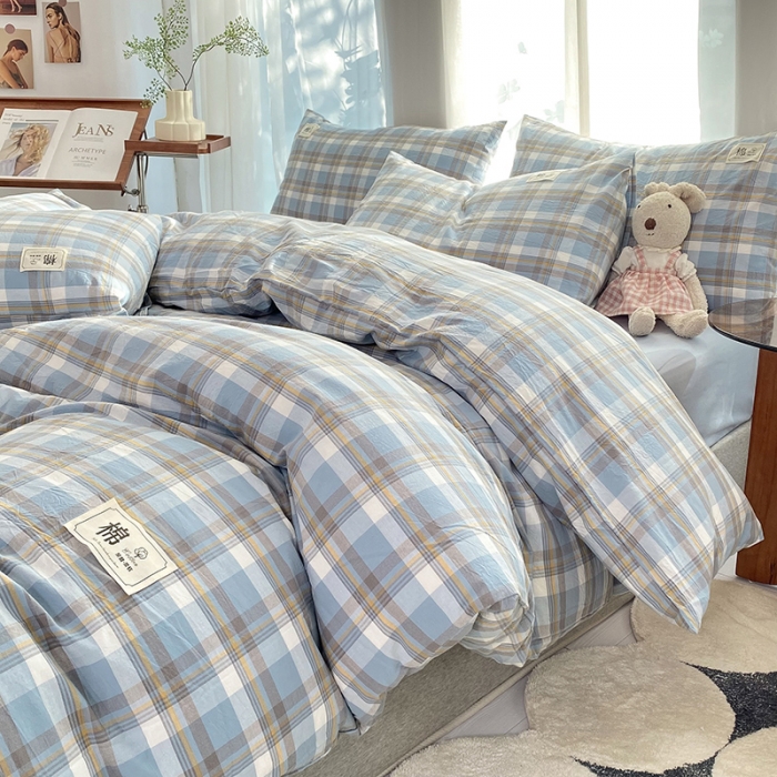 91家纺网 家纺一手货源 找家纺 云家2023新款全棉纯棉水洗棉色织被套单件被罩 简兮兰