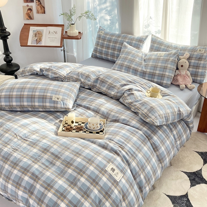 91家纺网 家纺一手货源 找家纺 云家2023新款全棉纯棉水洗棉色织被套单件被罩 简兮兰