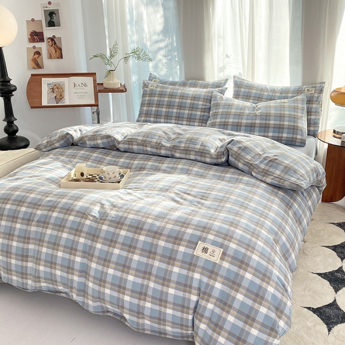 91家纺网 家纺一手货源 找家纺 云家2023新款全棉纯棉水洗棉色织被套单件被罩 简兮兰