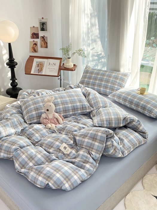 91家纺网 家纺一手货源 找家纺 云家2023新款全棉纯棉水洗棉色织被套单件被罩 简兮兰